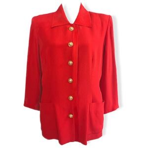 Lian Carlo Red Gold Button Up Square Collared Vin… - image 1